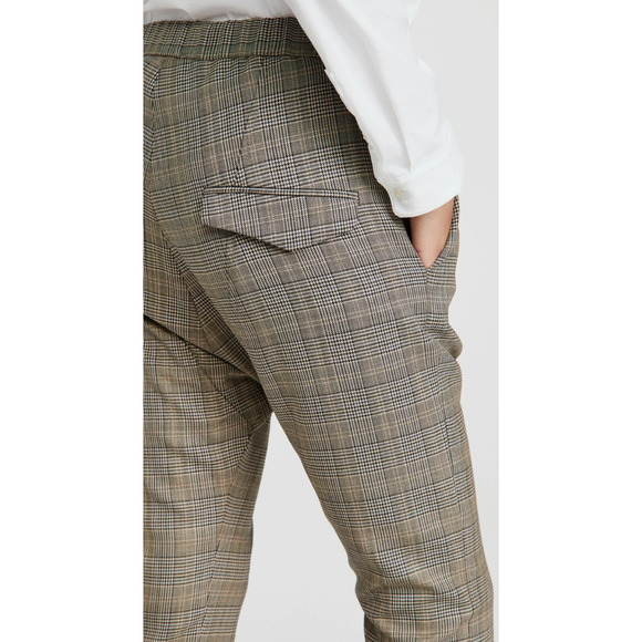 NEW! Nili Lotan 4 Delancy Plaid Wool Dress Pants Elastic Waist Cropped Gray Tan - Picture 15 of 16